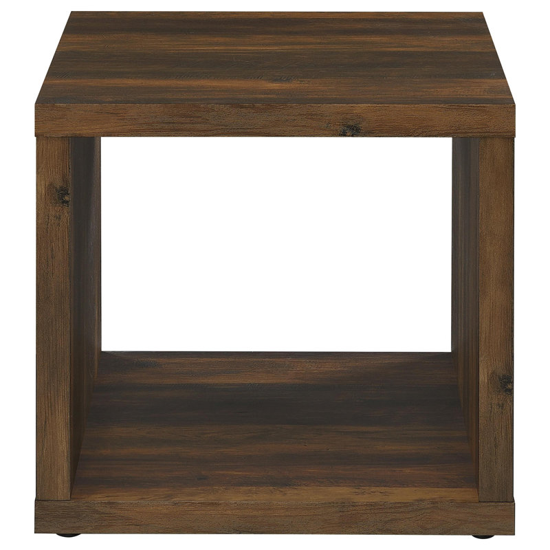 Table de bout carrée en bois d'ingénierie, Brun
