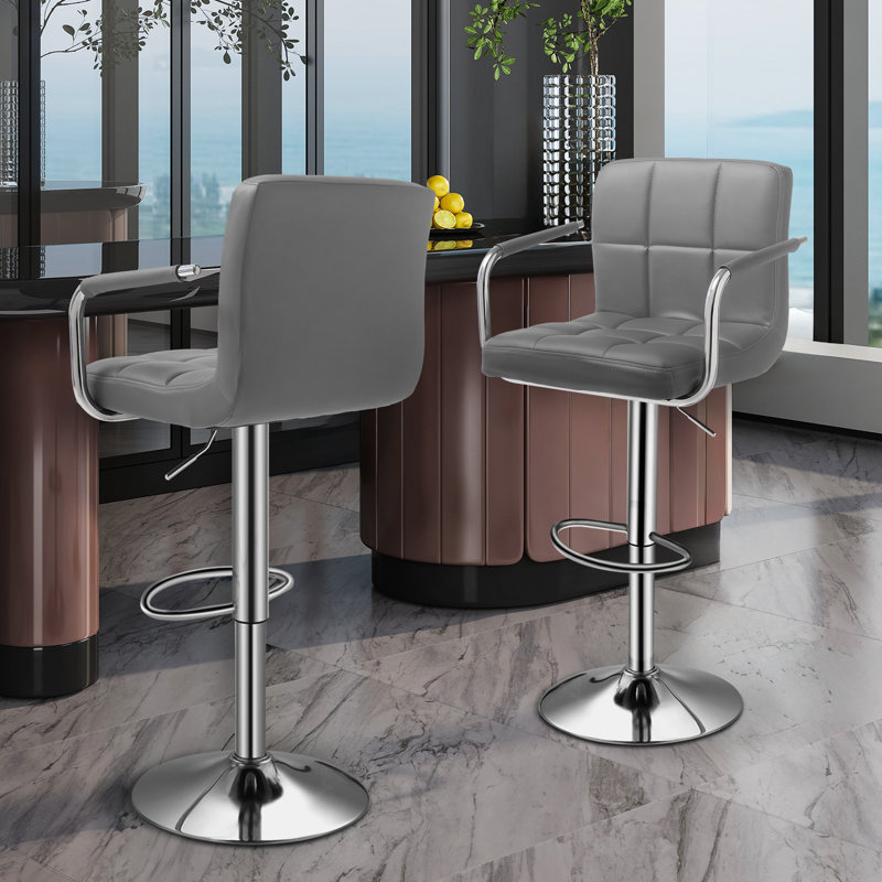Tabouret de bar pivotant à hauteur réglable avec hauteur de comptoir et dossier Tabourets de bar en similicuir avec repose-pieds et accoudoirs