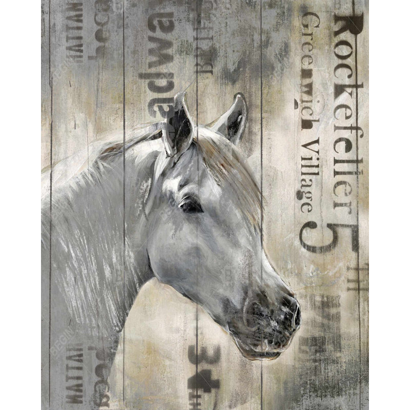 Cheval blanc rustique - Toile de ferme pour la décoration intérieure