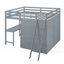 Lit mezzanine double avec garde-robe, bureau et amp; Tablettes - gris, L 78 po x l 76,6 po x H 68,9 po, aucun sommier requis, support solide-207682759