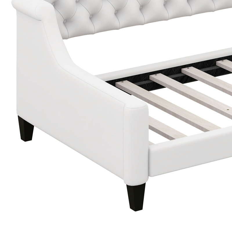 Horskins Twin Modern Luxury Tufted Button Daybed, Beige