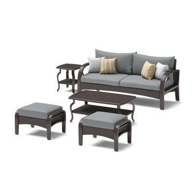 Bessye 5 Piece Sunbrella Outdoor Seating Set - Charcoal Gray