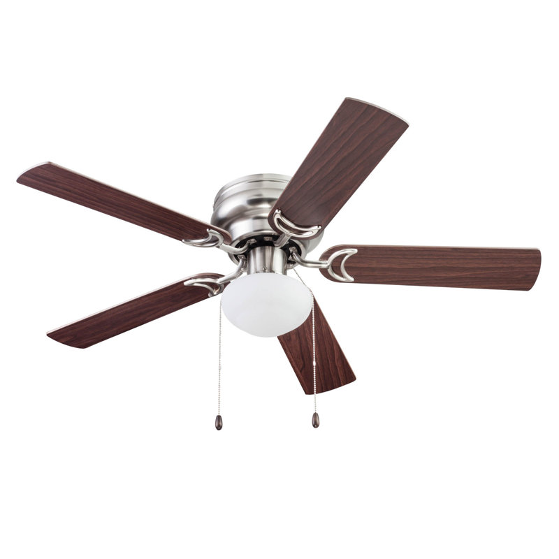 Alvina 44'' Ceiling Fan with LED Lights, Satin Nickel with Gray Oak/Walnut Blades
