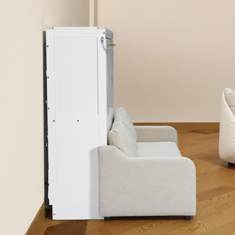 Armoire-lit escamotable pleine grandeur avec canapé et rangement, Double
