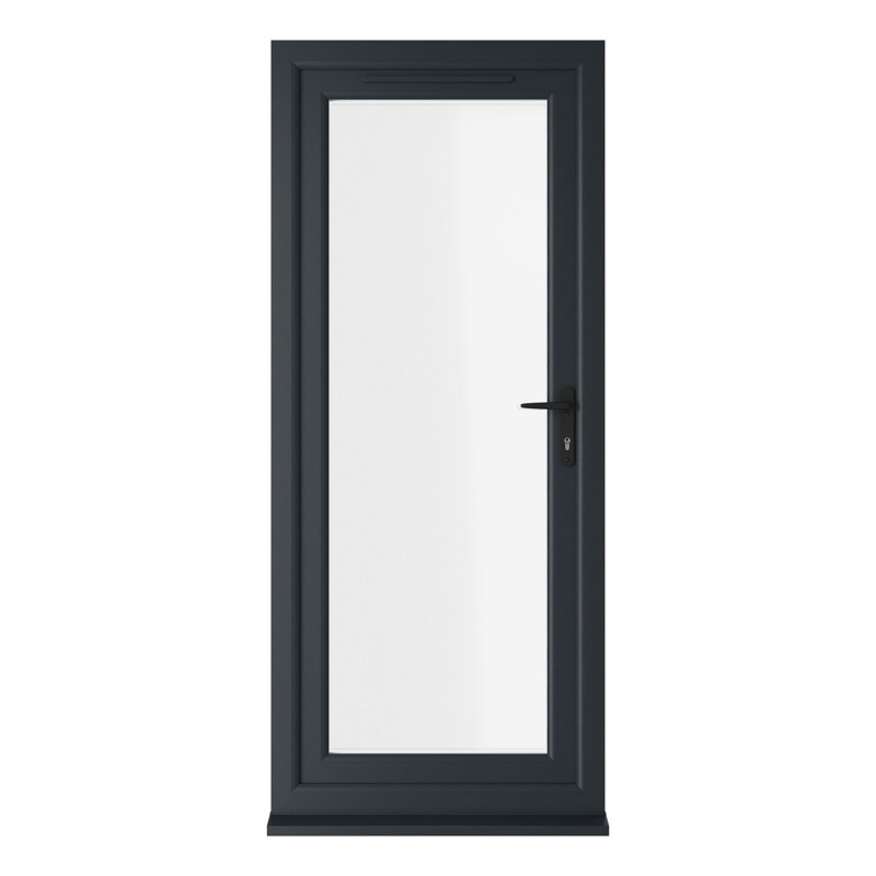 Crystal Direct Clear Glass Finish Polyvinyl Chloride (PVC) Prehung Door, 920mm x 2090mm, Grey/White, Left