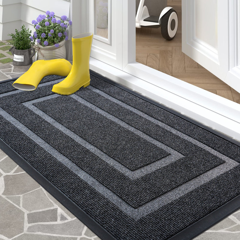 Paillasson intérieur / extérieur Clarance, Gris foncé, L 24 po x L 48 po