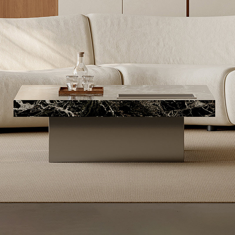 Coffee Table with Stone Top, Black