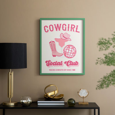 Cowgirl Social Club, reproduction encadrée - bois massif