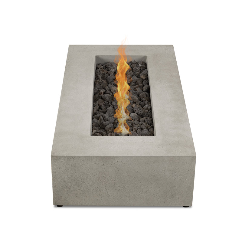 Geneva Rectangle Concrete Propane Fire Pit Table by Jensen Co., 12.75" H x 56.5" W x 28.5" D, Flint
