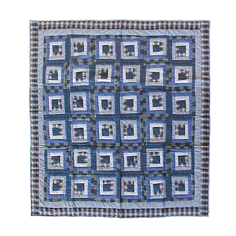 Jeté en coton Blue Log Cabin