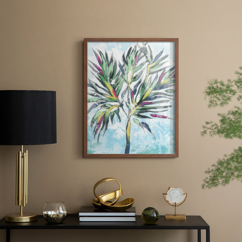 «Candy Palm Fresco II», reproduction encadrée - bois massif, H 11 po x l 9 po, Noyer
