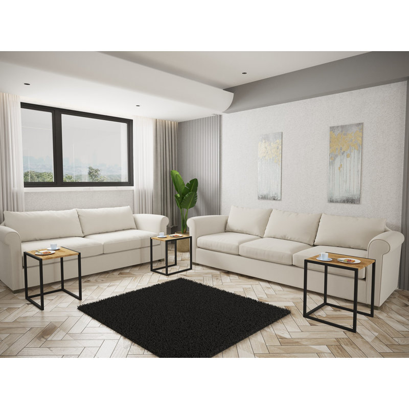 Stylish Nesting Table Set (3 Pieces), Black & Oud, Large: 17.3 x 20.5 x 17.7 in, Medium: 15.4 x 19.3 x 17.7 in, Small: 13.4 x 18.1 x 17.7 in | 100% Melamine Coated Particle Board, Durable Iron Legs | Perfect for Modern Living Rooms & Offices