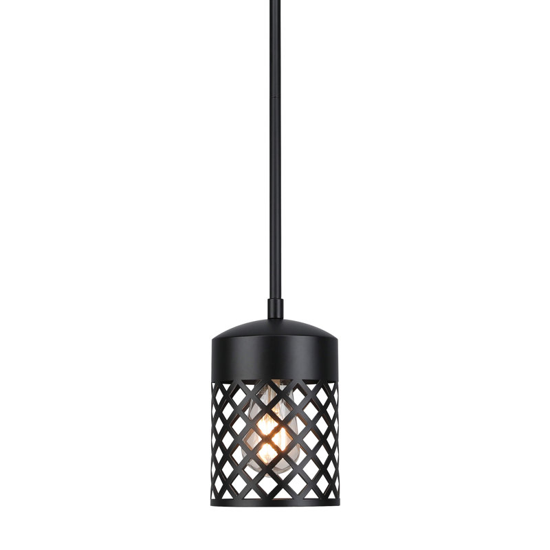 Mini luminaire suspendu simple noir réglable avec abat-jour cage pour îlot de cuisine
