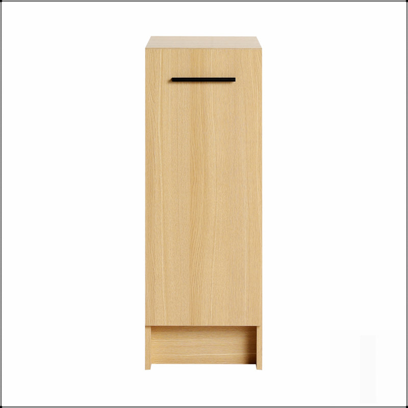 Armoire de rangement autoportante mince de 12 pouces, finition chêne clair, porte simple, parfaite pour les espaces étroits et l'organisation efficace