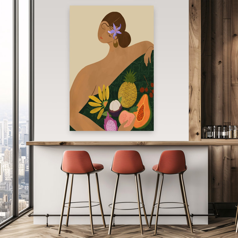Fruit Seller Colorful Rustic Abstract Fruit Tropical Wall Art Print 1 Piece Wrapped Canvas Wall Art, 152.4cm H x 101.6cm W
