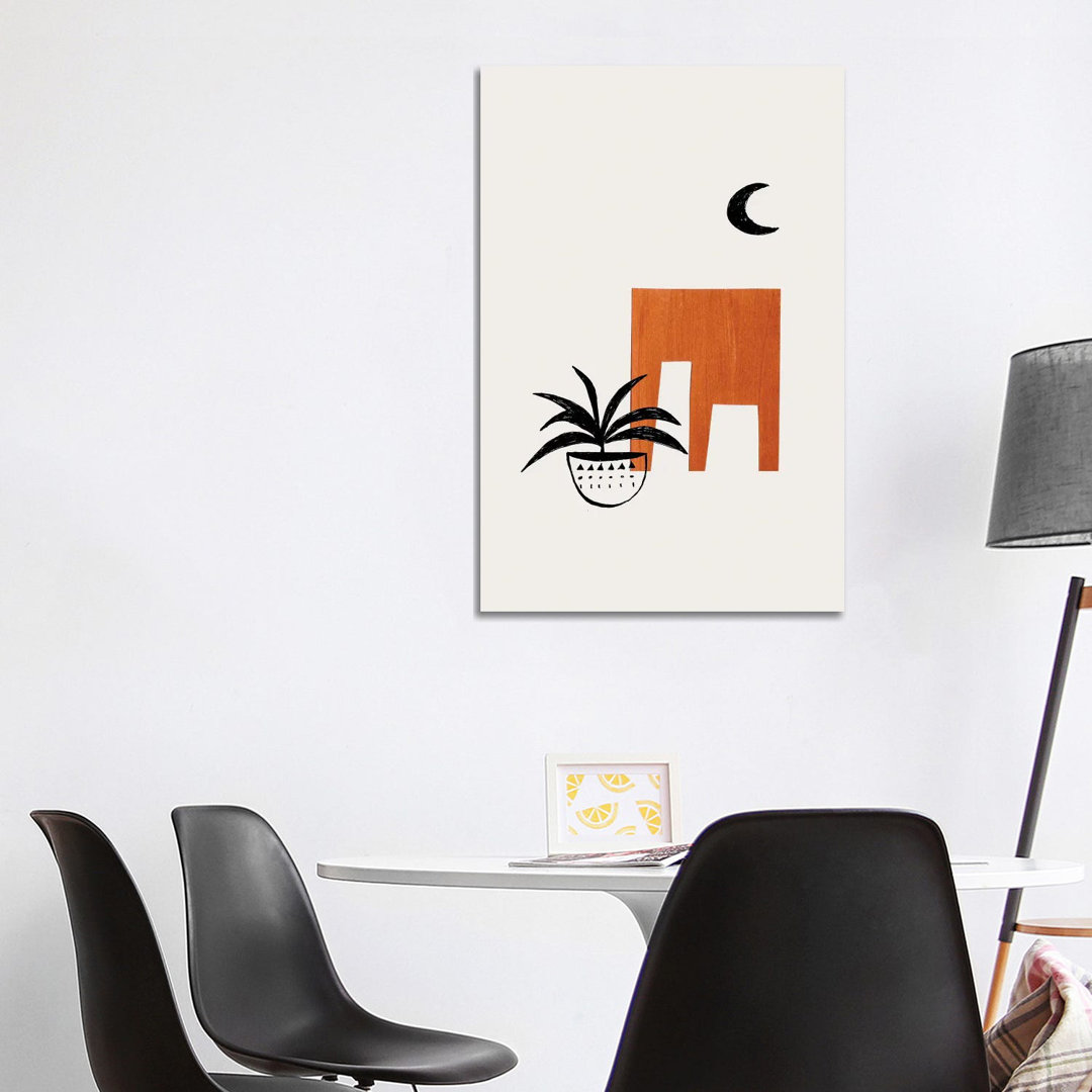Midcentury House Plant by EnShape - Wrapped Canvas Print