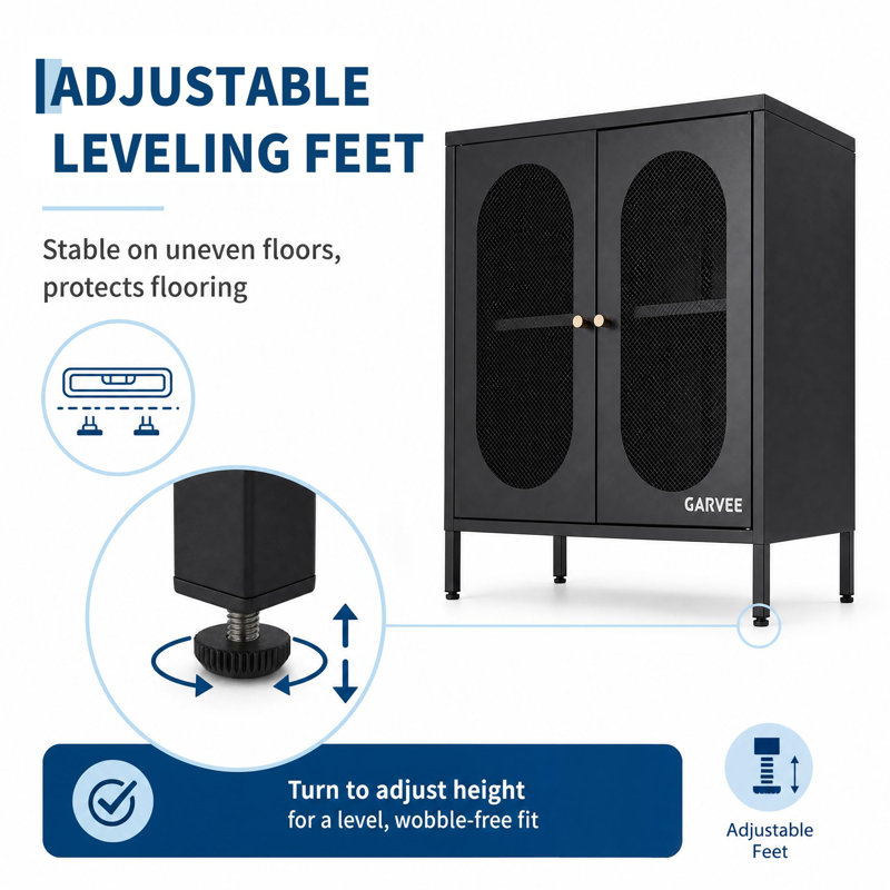 Lockable Entryway Storage Cabinet Adjustable Shelf Black