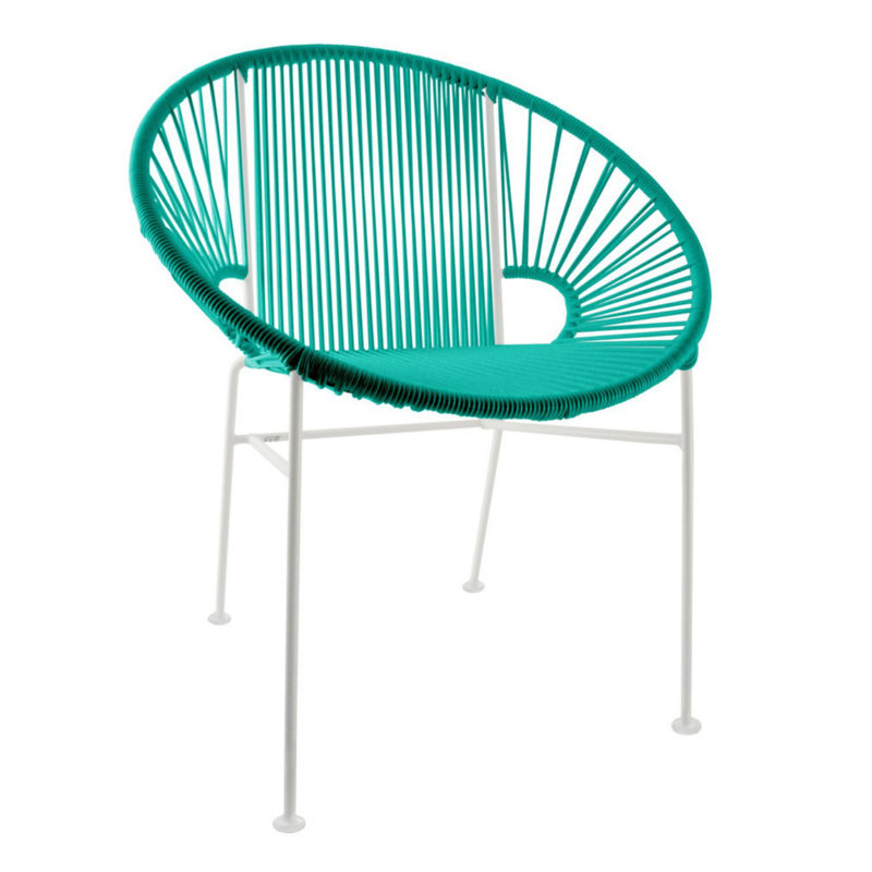 Chaise de salle à manger Concha, Turquoise, Blanc