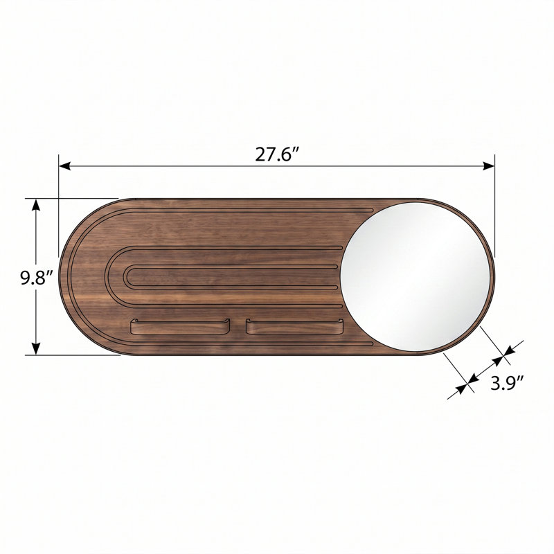 Miroir d'appoint oblong moderne avec tablettes intégrées, White