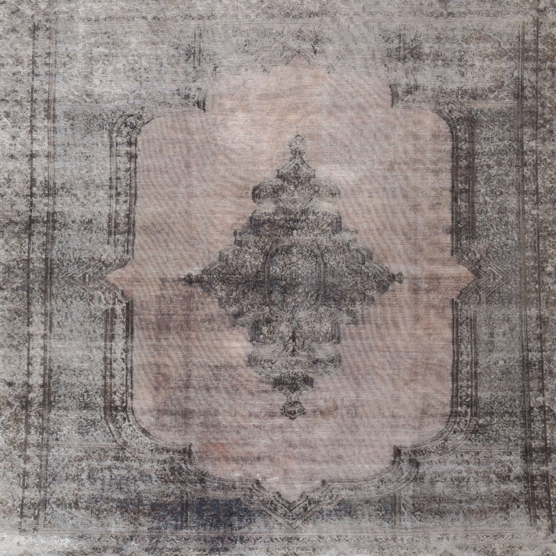Tapis oriental gris / rouge, Carré 6 pi