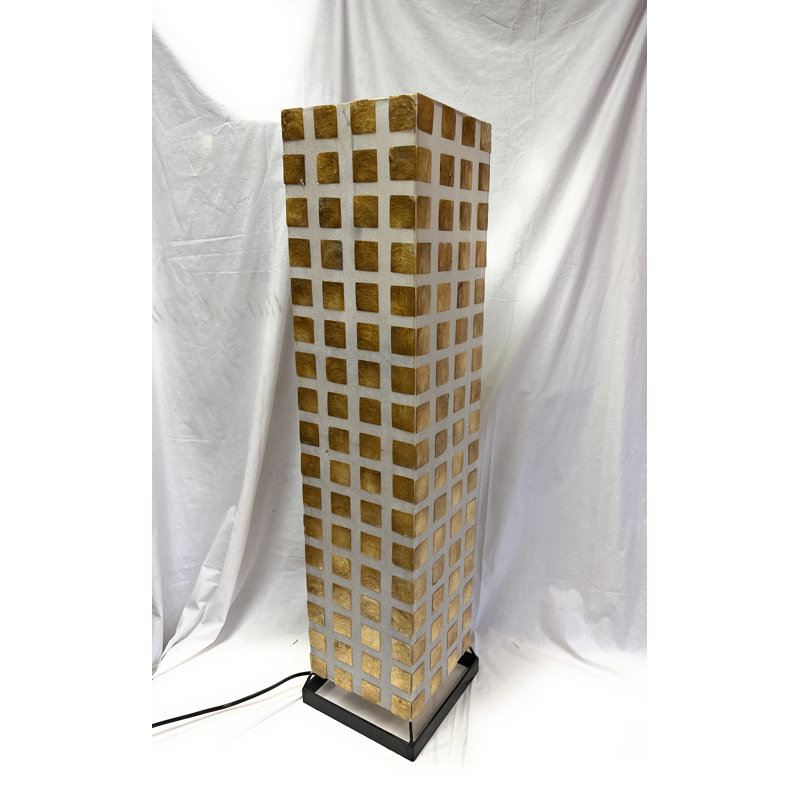 Handmade Square Shell Column Floor Lamp