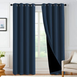 100% Blackout Curtains for Bedroom Thermal Insulated Full Blackout Curtains for Living Room Energy Efficiency Window Draperies with Black Liners 1 Panel