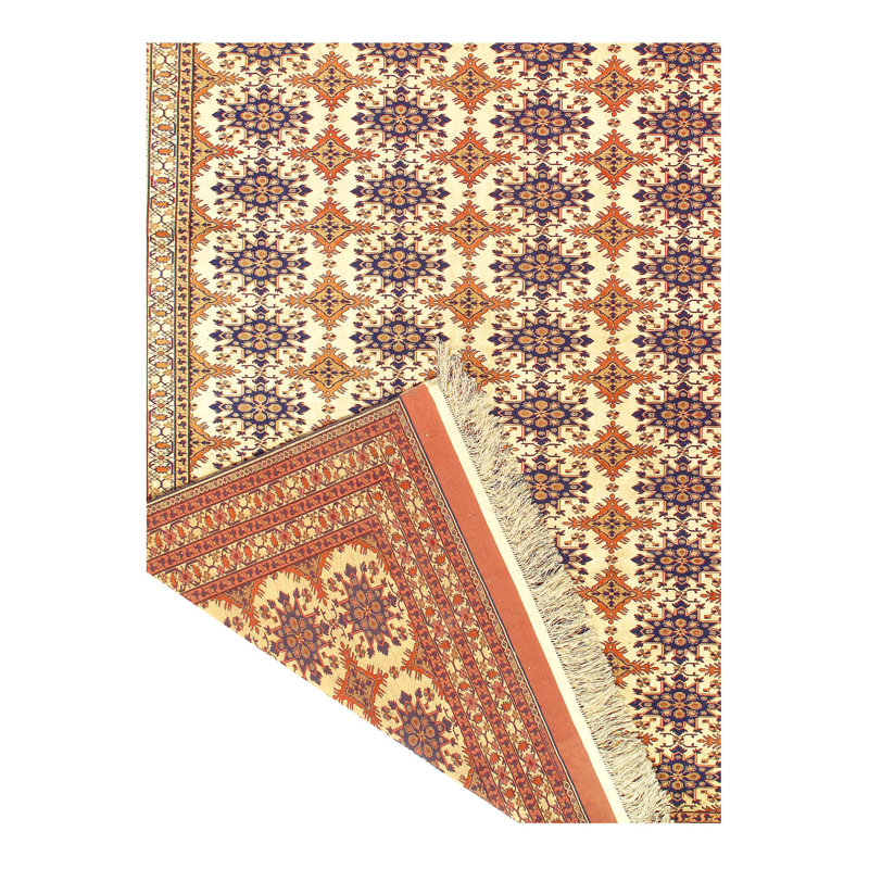 One-of-a-Kind Rectangle 7' X 9'9" 1960s Area Rug in Beige/Ivory