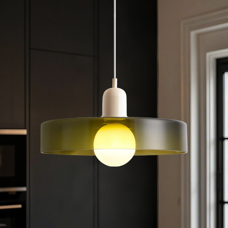Luminaire suspendu 0 lumière, Vert, Blanc, H 8,66 po x l 13,78 po x P 13,78 po