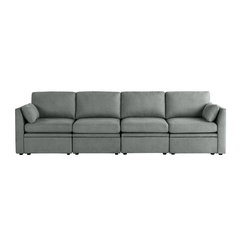 Canapé modulaire en tissu, 4, Velours vert sauge