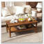 Table basse rectangulaire en bois massif avec tablette de rangement