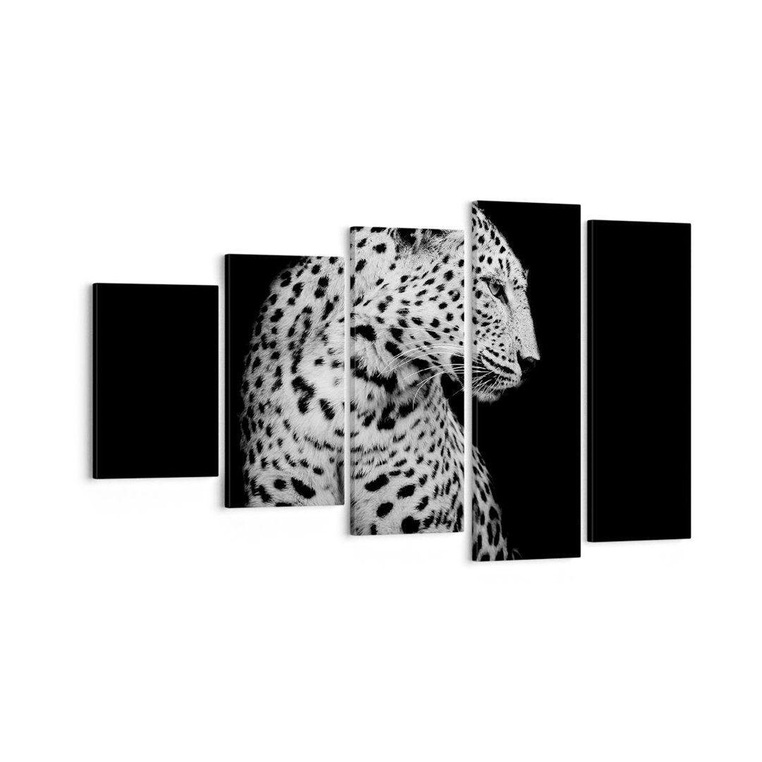 5-tlg. Leinwandbilder-Set Leopard Panther Cat