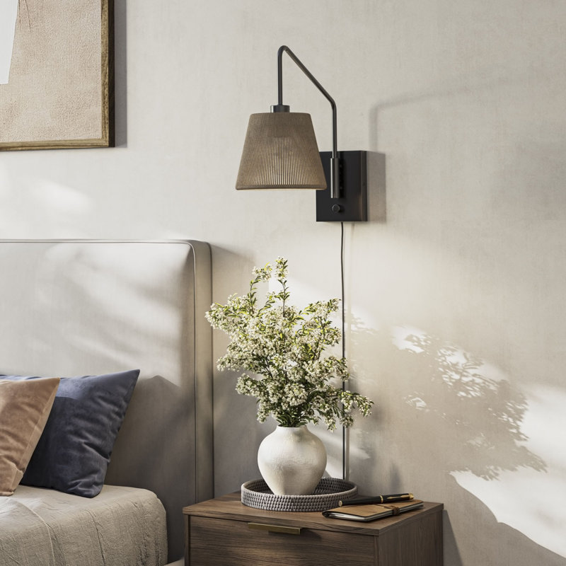 Avec 7 in. 1-Light Matte Black Coastal Wall Sconce