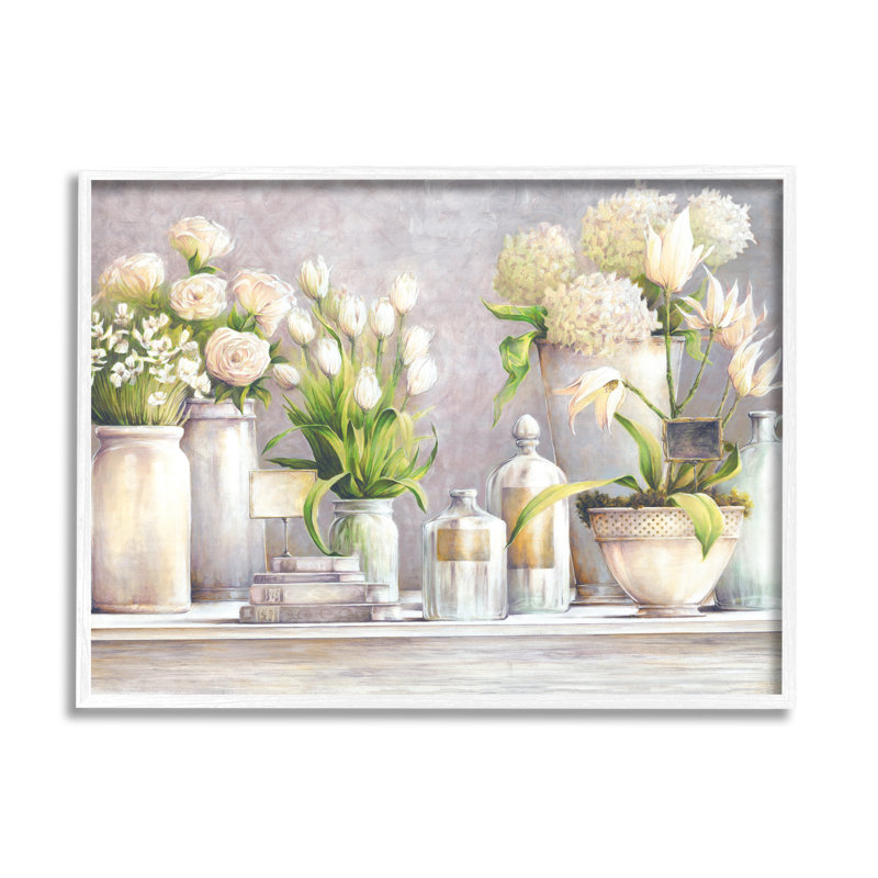 Variété de bouquets de fleurs variées, nature morte traditionnelle par White Ladder - peinture à cadre flottant sur toile