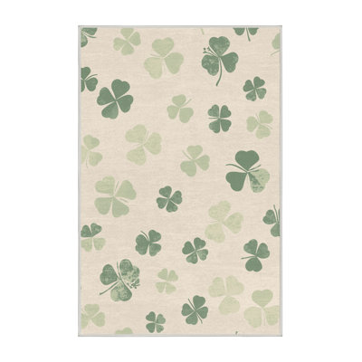 Soft Plush Farrer St Patties Modern & Contemporary Abstract Area Rug in Beige – White Binding