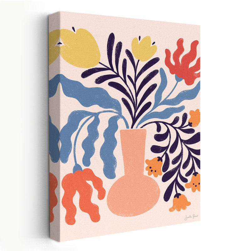 Mid-Century moderne et bohémien Mid Mod Floral I, H 48 po x l 32 po