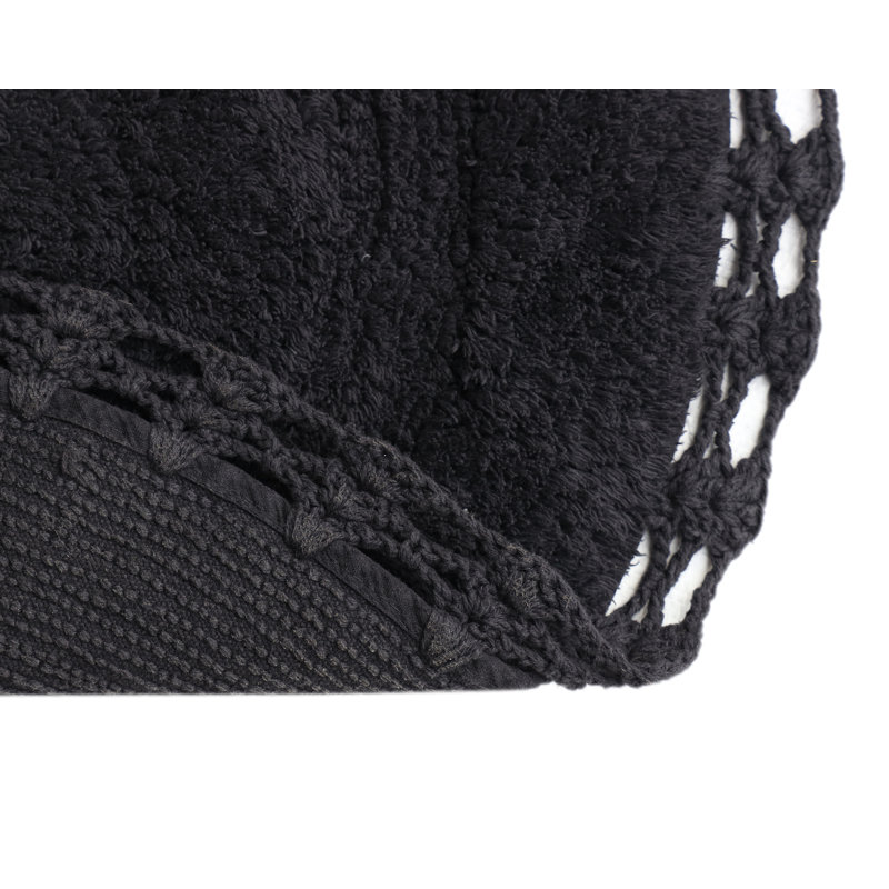 Saross 100% Cotton Non-Slip Bath Rug, Black