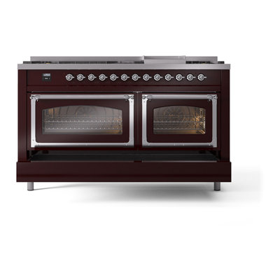 ILVE Nostalgie II Noblesse 60 in Dual Fuel Range, 9 Burner, Griddle