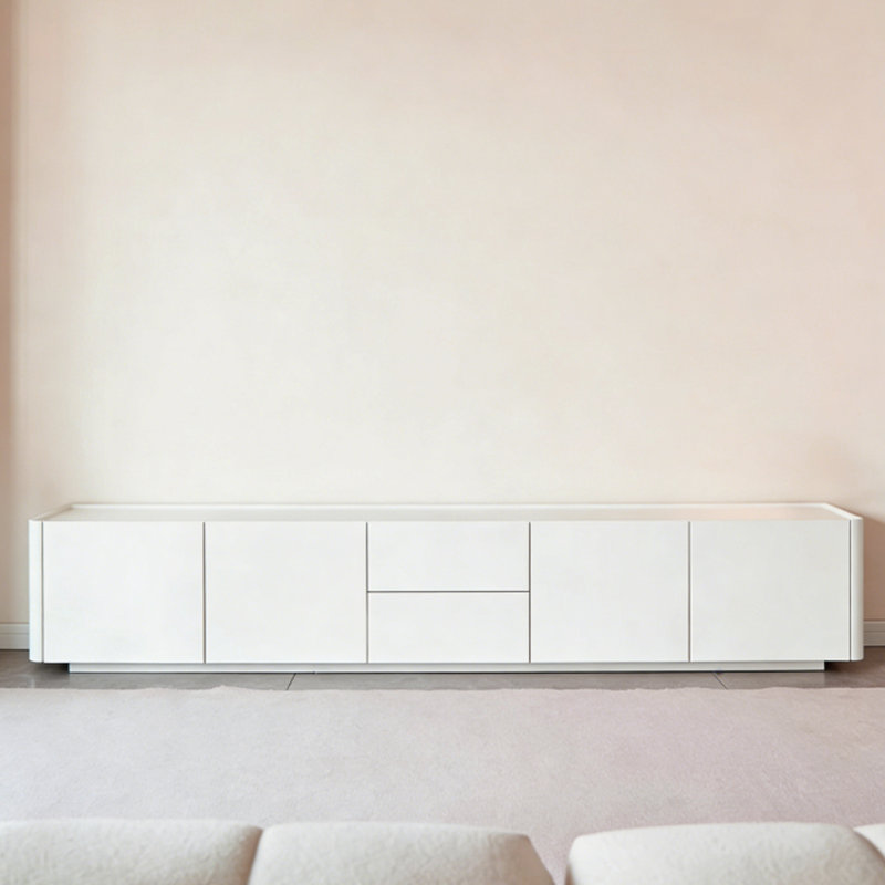 Meuble télé moderne en bois massif blanc, H 17,72 po x L 70,87 po x l 15,75 po