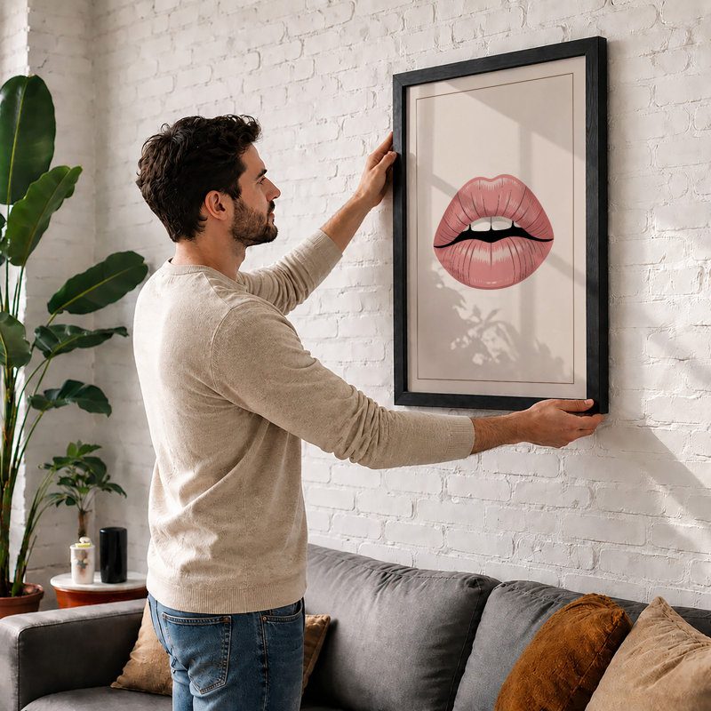 Soft Lips Study Modern - Print, A4 - 29.7 x 21.0 cm, Black