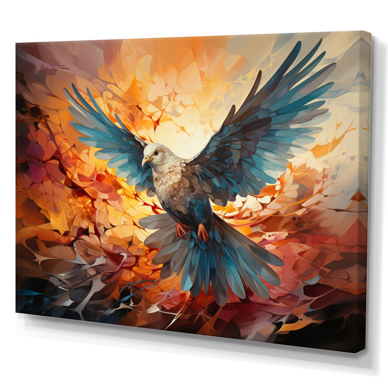 «Teal Dove Winged Messenger Geometric II», reproduction sur toile, H 12 po x l 20 po x P 1 po, Toile tendue