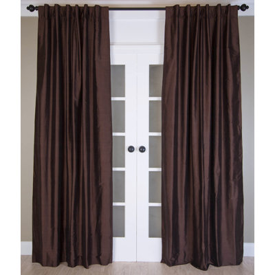 Solid Silk Room Darkening Rod Pocket Single Curtain Panel for Living Room