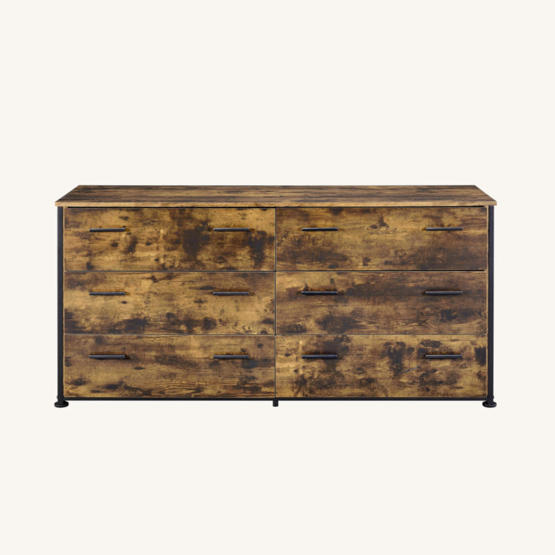 Commode en chêne rustique et finition noire