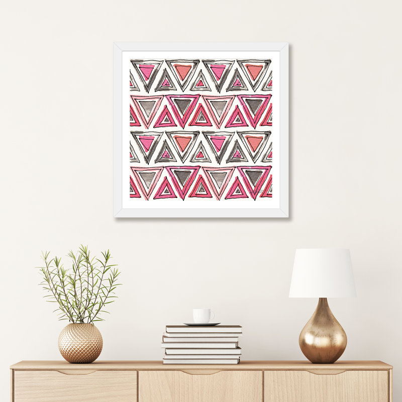 Art sur motif d’accents chic, H 24 po x l 24 po x P 1 po, Papier avec cadre blanc
