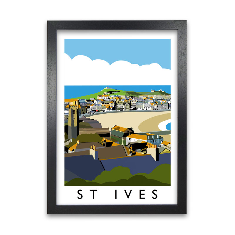 St Ives by Richard O'Neill - Single Picture Frame Print, Black, 841 cm H x 594 cm W