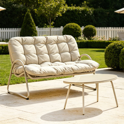 Chaise double en rotin PE de qualité supérieure avec structure en métal - Confort et durabilité ultimes pour votre patio