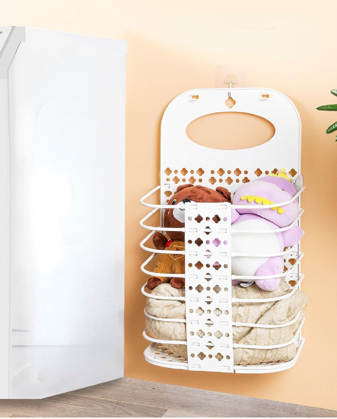 1pc Foldable Wall Mounted Laundry Basket With Hollow Out Design, Bathroom  Gap Storage Hamper