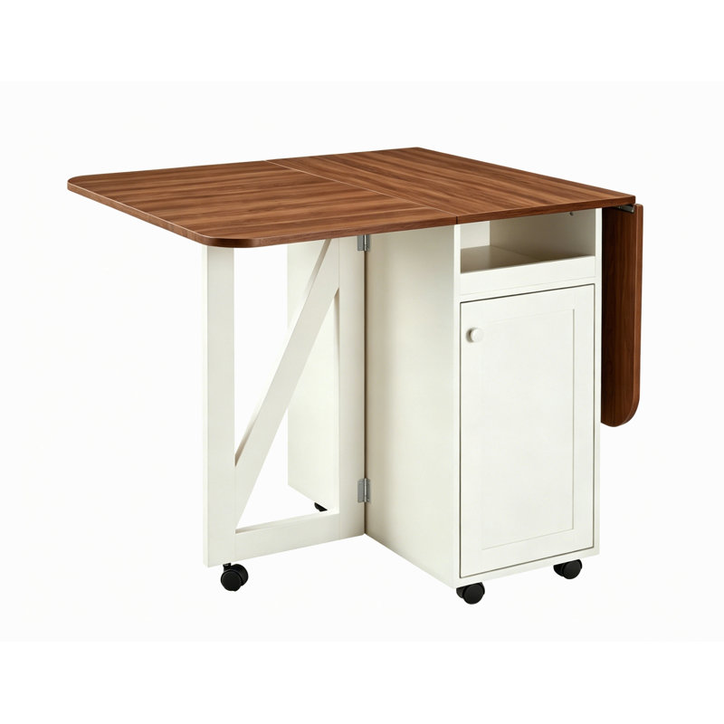Foldable Dining Table For Kitchen, Walnut / Beige