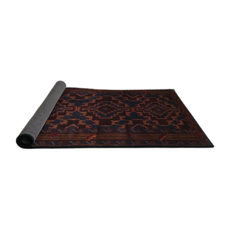 Tapis bleu/brun/gris traditionnel Baymore, Rond 8 pi