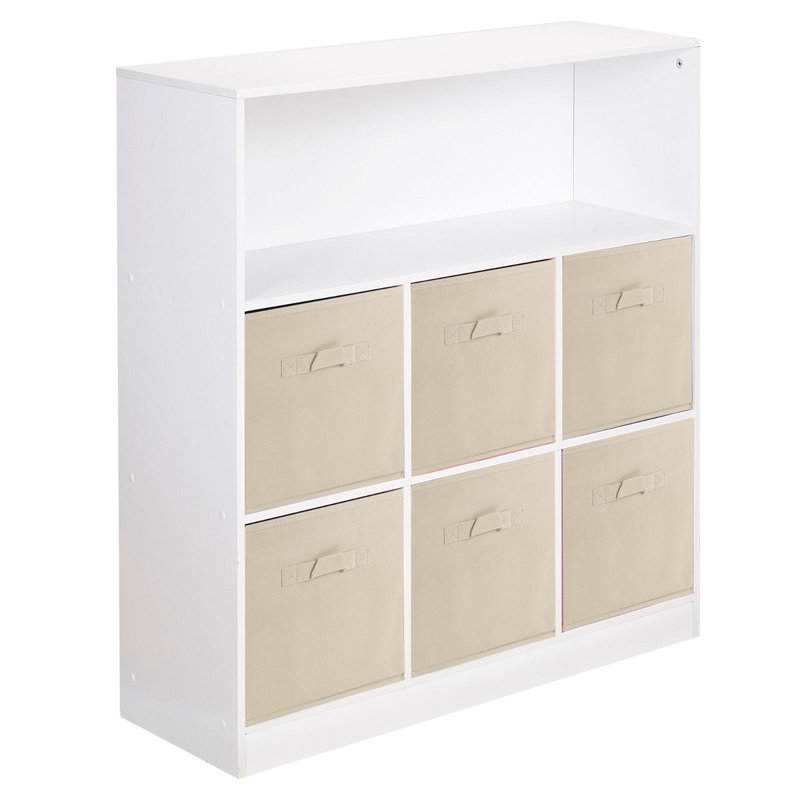Alyssia 94cm H x 88cm W Standard Bookcase, White/Beige