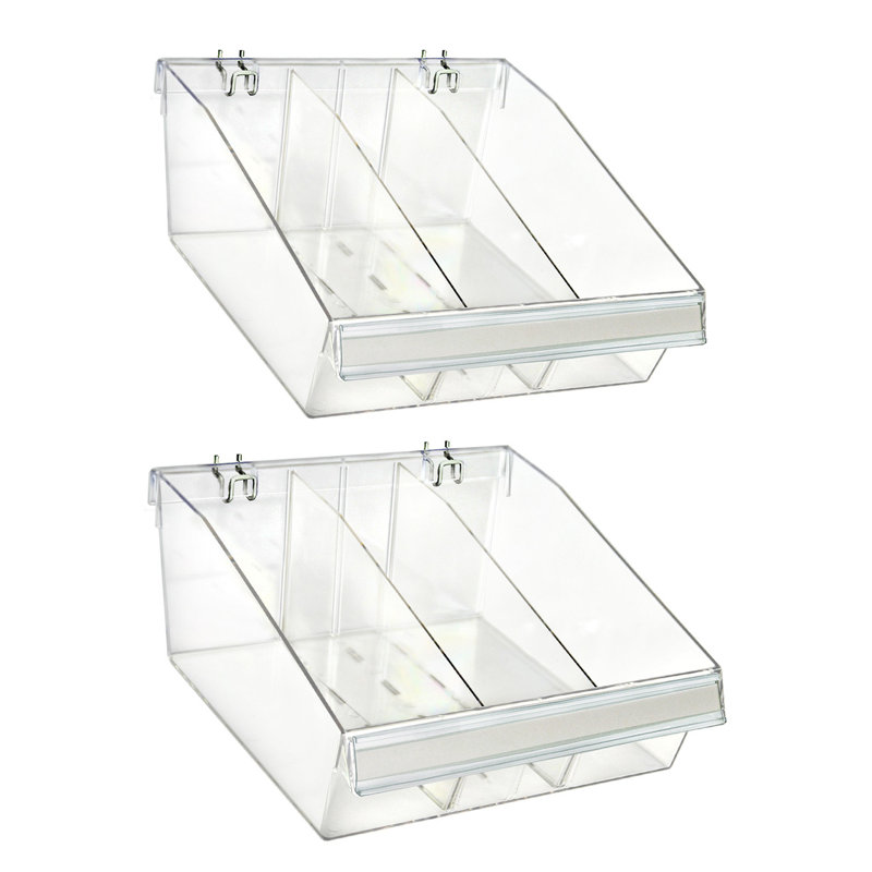 Small Deep Bin Tray Kit with Adjustable Dividers, up to 3 Compartments for Pegboard or Slatwall